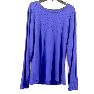 New INC Embellished Tee Deep Iris Comfy Breezy Top Size L